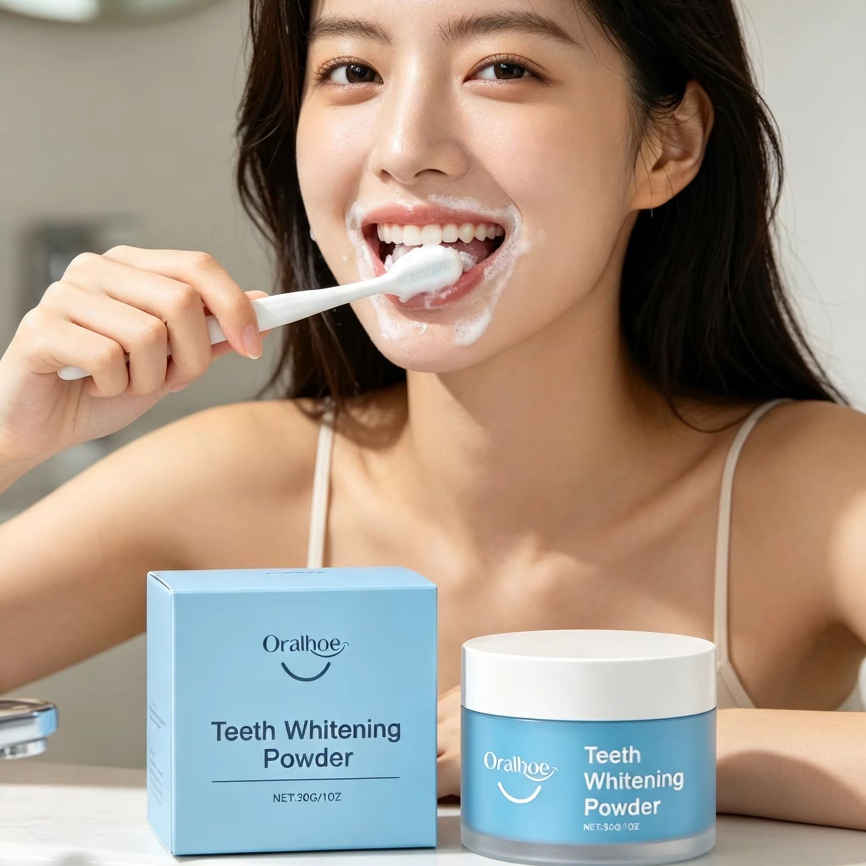 Teeth Whitening App - Polvo Dental Oralhoe para Cepillar los